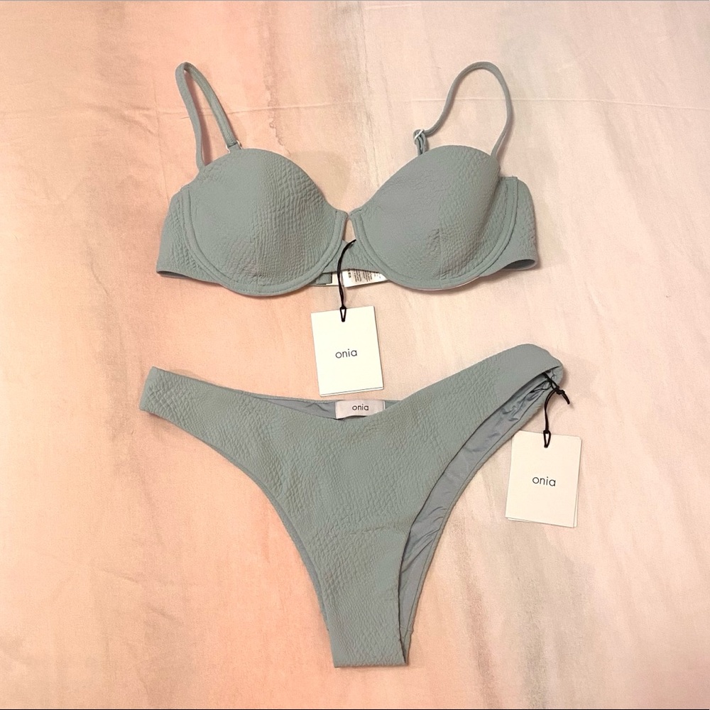 Onia Croc Texture Bikini Sterling Blue